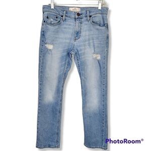 Hollister Distressed Size Measures 30/28 Slim Straight Epic Flex Mens Jean
